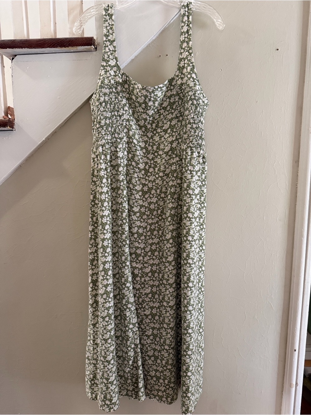 Old Navy Green Floral Midi Slip Dress